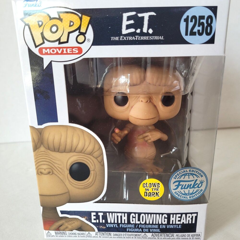 Funko Pop Movies E.T. with Glowing Heart #1258 GITD Special Edition New